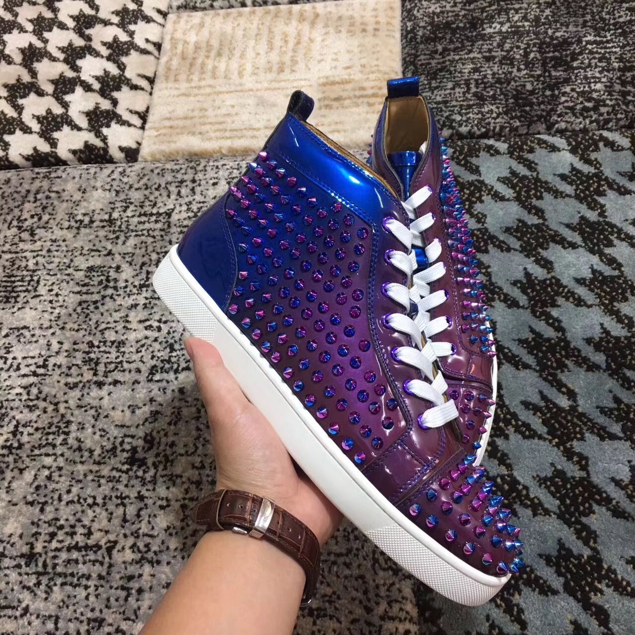 purple designer sneakers