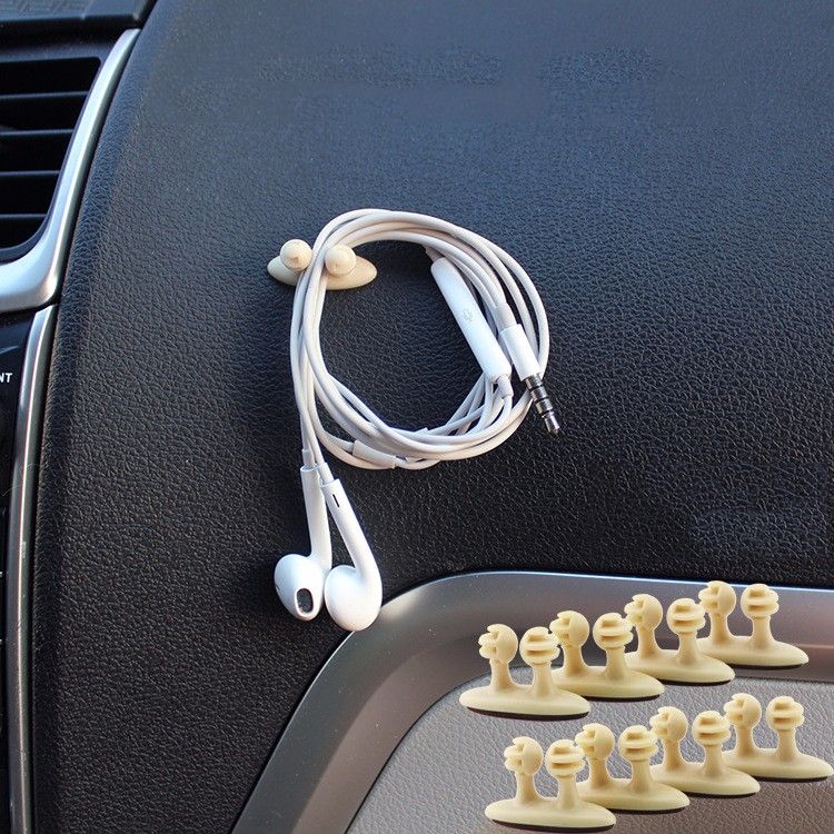 8pcs Adhesive Car Charger Line Clasp Clamp Headphone//USB Cable Ties Line Holder