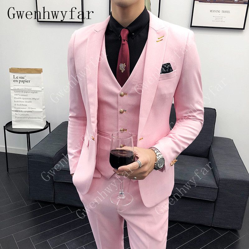Gwenhwyfar Pink Suit Men Brand New Slim 