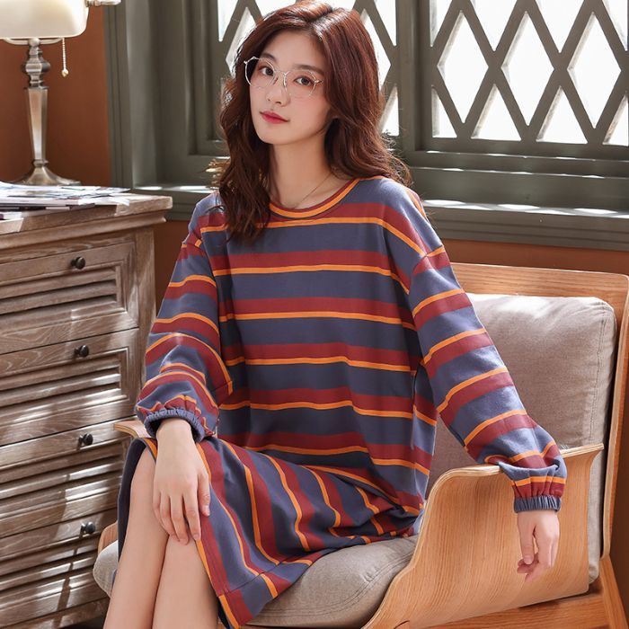 long sleeve cotton jersey nightdress