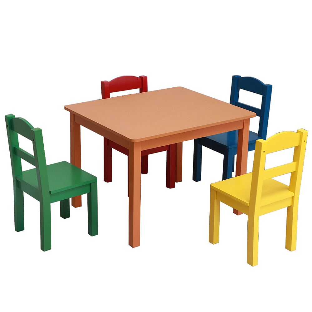 2020 Kids Wood Table 4 Multi Color Chairs Set Children Furniture