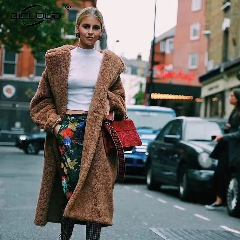 women's long teddy coat