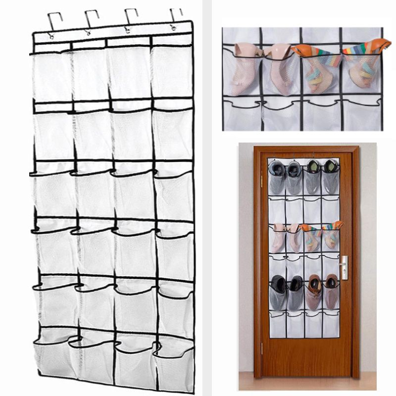 La puerta Organizador de zapatos 24 Bolsillos malla No tejido red Zapatos colgantes