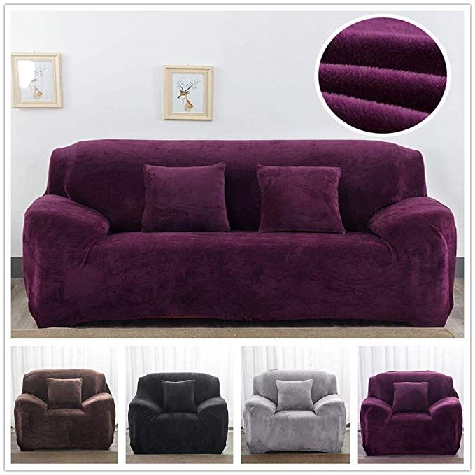 Home Modern Velvet Plush Stretch Sofa Covers Stylish Furniture