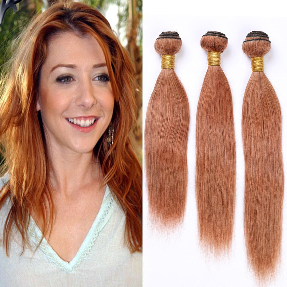 2019 30 Medium Auburn Human Hair Weave Bundles Straight Virgin