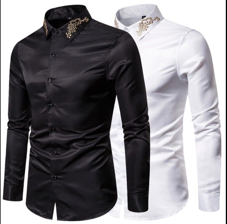 2020 Fashion Designer Slim Fit Shirts Men 3d Black White Mens