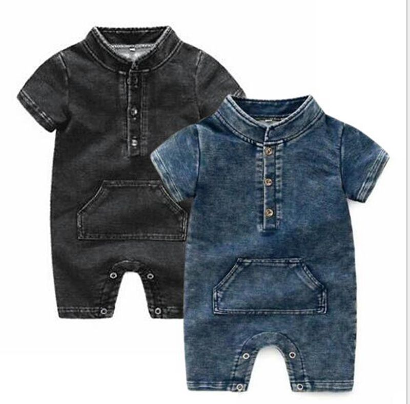 2020 Baby Designer Clothes INS Kids Romper Infant Boys Denim Jumpsuits Newborn Climbing Clothing
