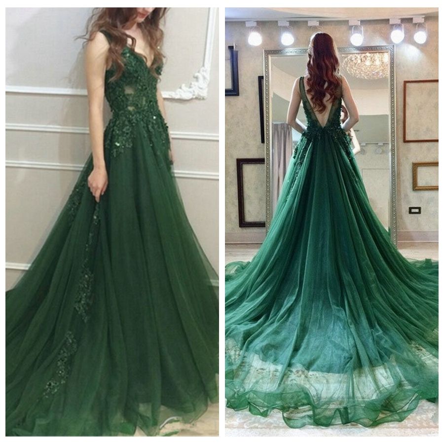 Großhandel Herrlicher V Ausschnitt Grün Abendkleid Lang Appliqued Wulstige Partei Kleid Customized A Linie Abendkleid Robe De Soiree Von Rosybridal, Großhandel Herrlicher V Ausschnitt Grün Abendkleid Lang Appliqued Wulstige Partei Kleid Customized A Linie Abendkleid Robe De Soiree Von Rosybridal,