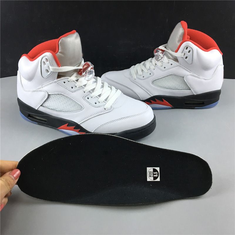 2020 2020 Release 5 Fire Red Basketball Shoes White Fire Red Black