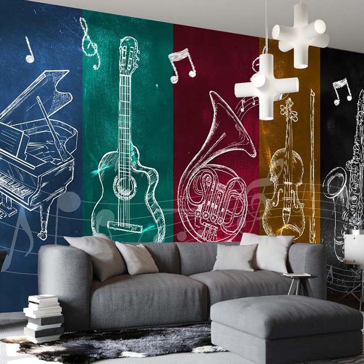 Creative Wallpaper Mural Jazz Rock Music Musical Wall Stickers For Bar KTV Restaurant Cafe Shop Background Creative Wallpaper Mural Jazz Rock Music Musical Wall Stickers For Bar KTV Restaurant Cafe Shop Background