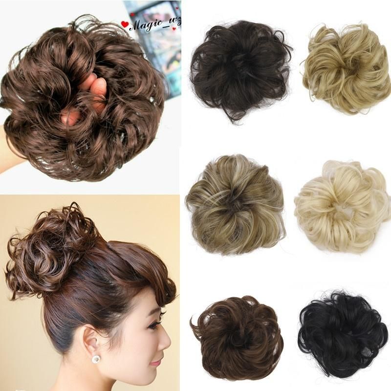 Fashion Cute Curly Wavy Hair Bun Chignon Elastic Hair Rope Ring