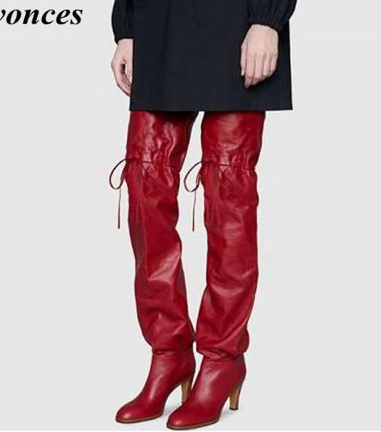 red thigh high boots size 10