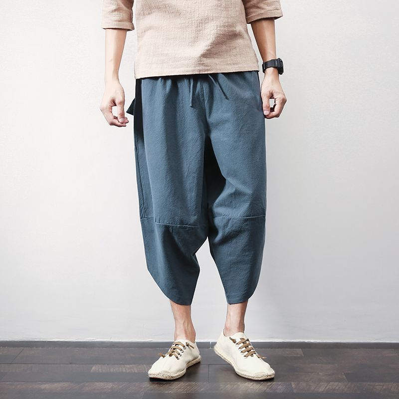 Pantalones De Hombre De Algodón De Color Sólido Harem Grande Pantalones De Hombre De Algodón De Color Sólido Harem Grande