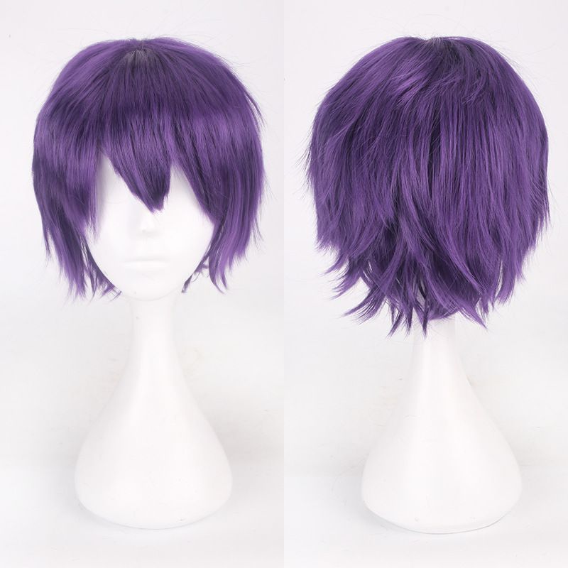 Synthetic Hair Short Wavy Men Wig Cosplay Black White Blonde Brown
