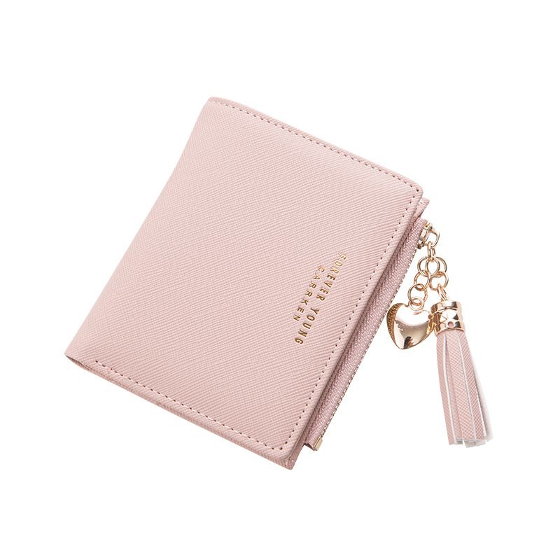 Yomiafy Ladies Fashion Solid Color Small Wallet Short Leather Zipper Purse Travel Leisure Purse 