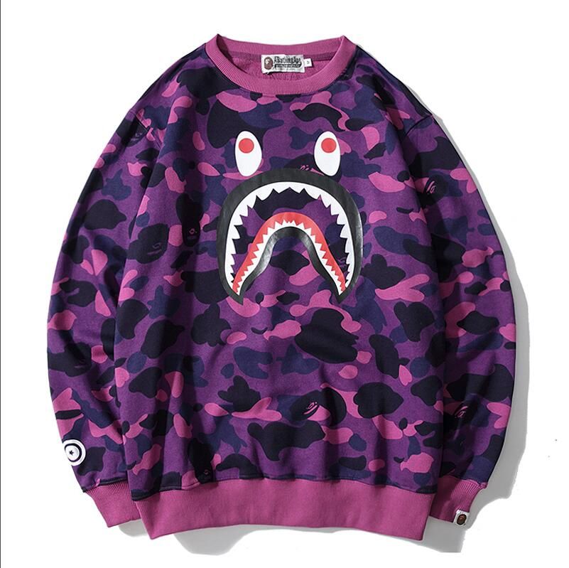 bape indigo shark moletom com capuz