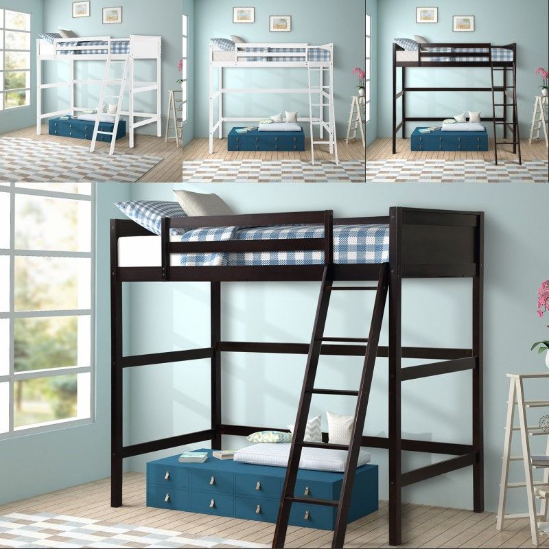 2020 Vintage Espresso Solid Wood Loft Bed Panel Style Loft Bed Side Angled Ladder Living Room Decoration Us From Greatfurnishing 304 61 Dhgate Com