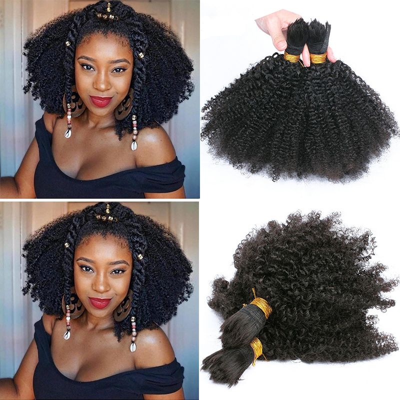 Human Braiding Hair Bulk No Attachment Mongolian Afro Kinky Curly