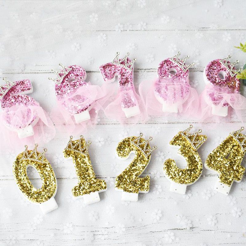 Gold 5 Number Candle Birthday Anniversary Party Cake Decorations Topper