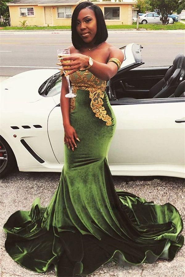 Olive Green Mermaid Prom Dresses Off ...