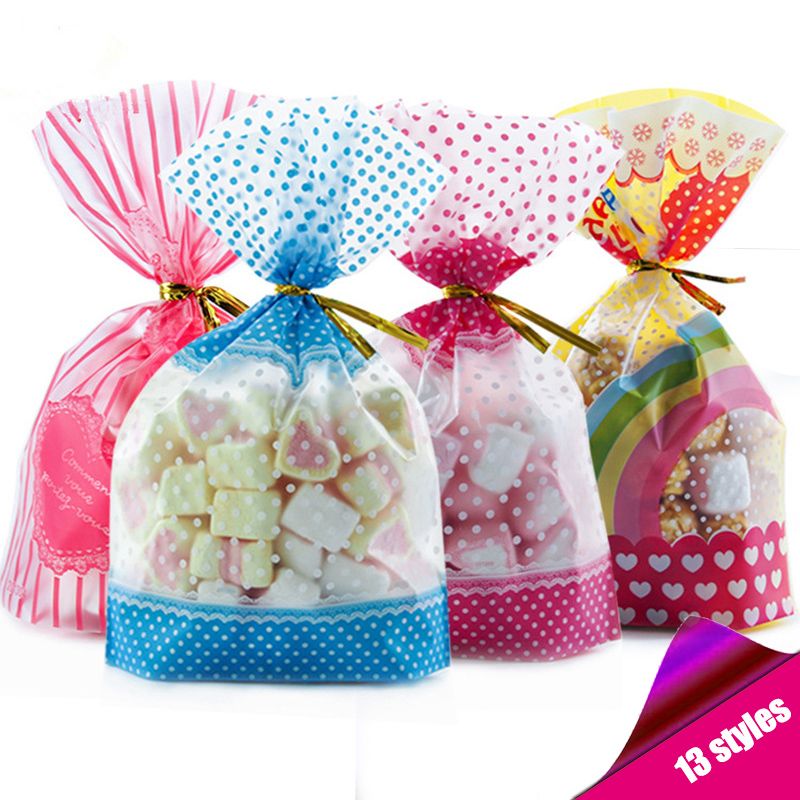 50/Pcs Candy Bag Packaging For Sweets Candies Bags Transparent Plastic
