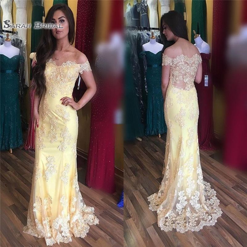 light yellow off the shoulder dress