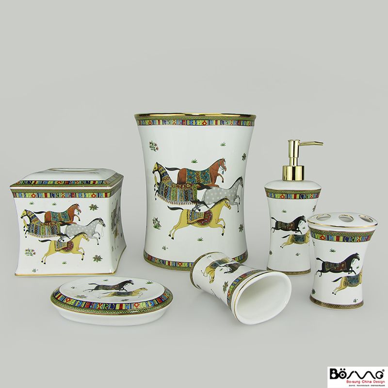 Grosshandel Keramik Bad Accessoires Elegant 5 Teiliges Badezimmer