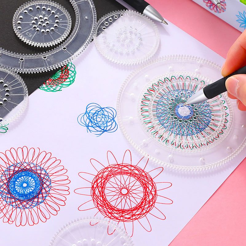 Large Size Spirograph Drawing Toys Set Creative Draw Spiral Design Gears & Wheel 