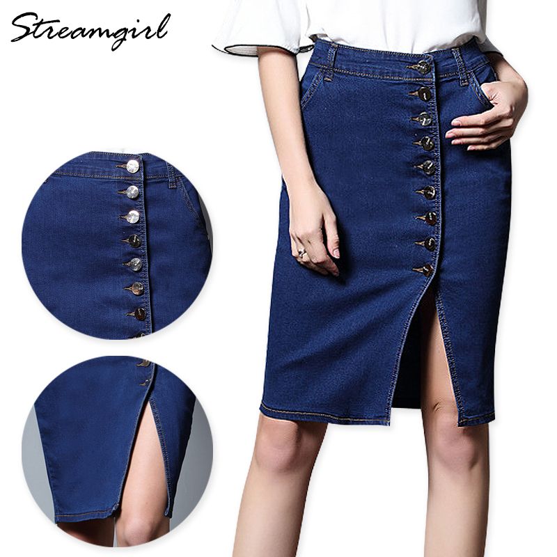 womens black jean skirt