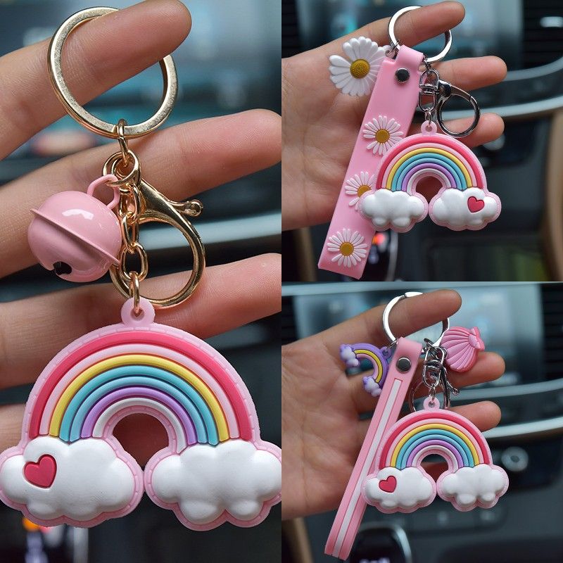 3 Color Rainbow Keychain Keychain for Lanyard Valentine/'s Day Gift Car Keys Pink Rainbow Keychain Backpack