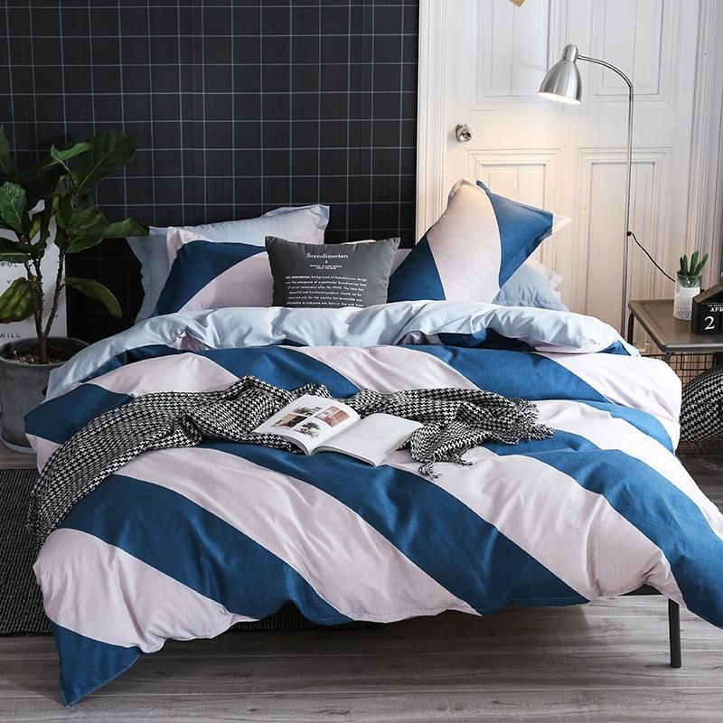 30 Bed Linen Set Blue And White Geometric Duvet Cover Bed Sheet