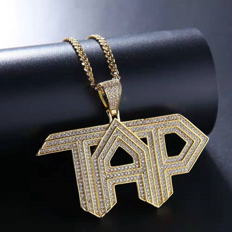 Whole Iced Out Tap Letter Pendant Necklace For Men Women - Mens Gold Necklace With Letter Pendant Whole Iced Out Tap Letter Pendant Necklace For Men Women - Mens Gold Necklace With Letter Pendant