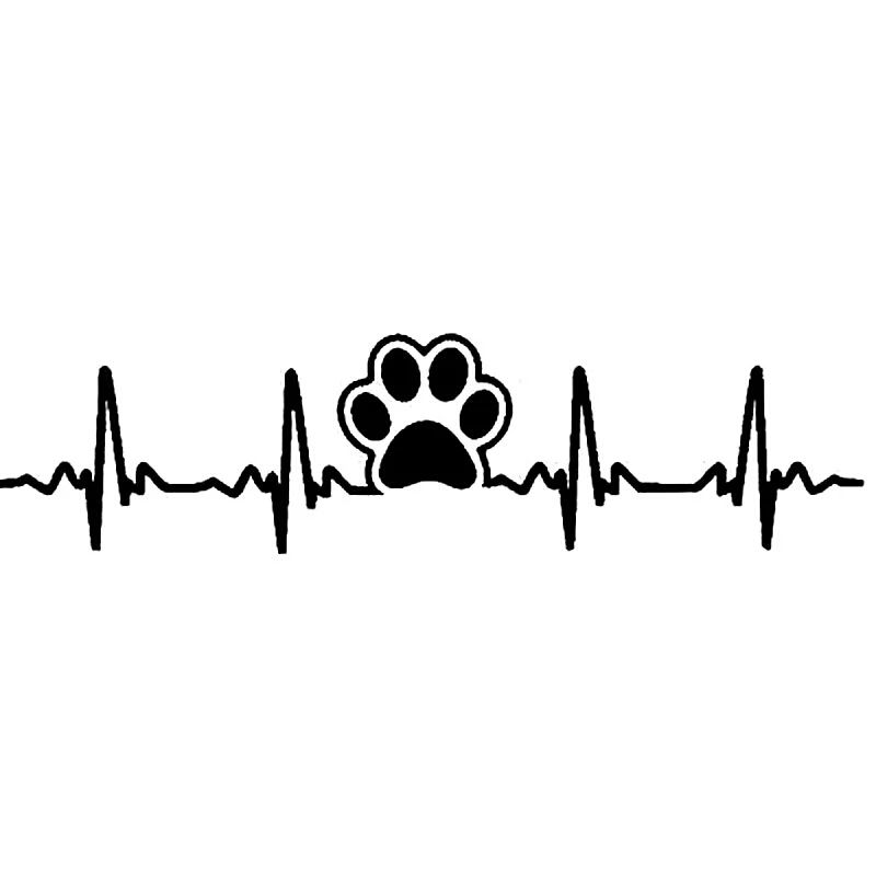 Download 2020 17.7cm*4.5cm Dog Paw Print Ekg Heartbeat Fashion Car ...