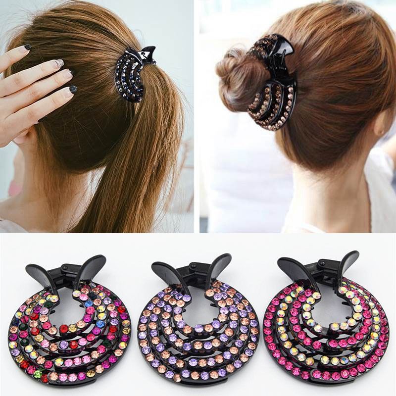 Hot Sale Women Hairbands Rhinestone Ponytail Hairpin Half Bun Hair