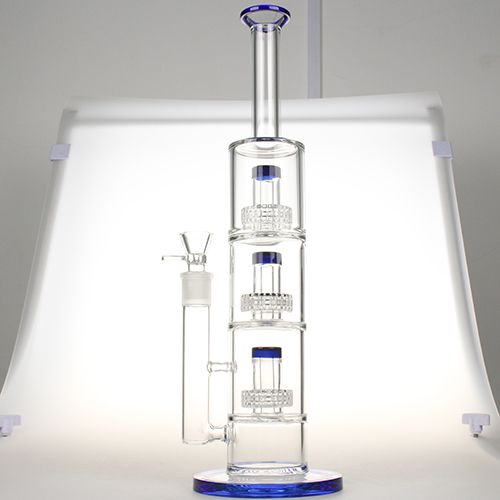 15" Triple Matrix Perc Thick Recycler Glass Big Bong Straight 3 Layers Hookahs 