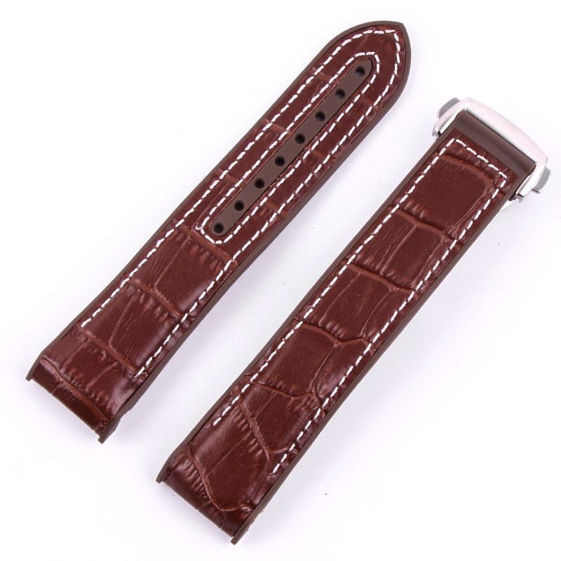 22mm brown white leather rubber