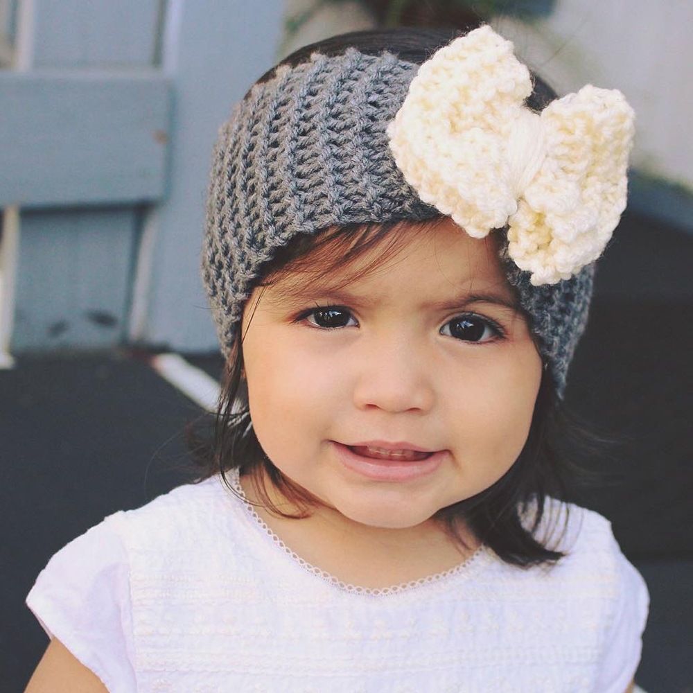 knitted bow headband baby