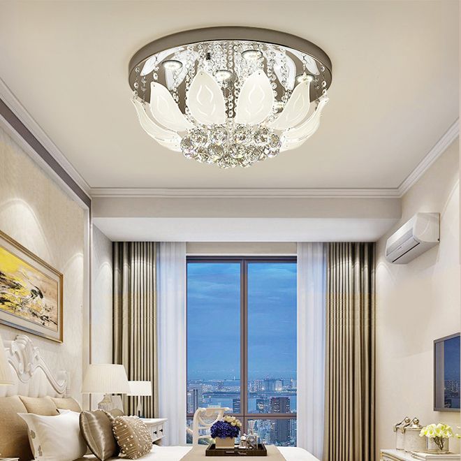 compre cristal moderna lampara del techo redonda luces lujo lamparas de cristal creativas iluminacion de la lampara de techo llevada romantica para