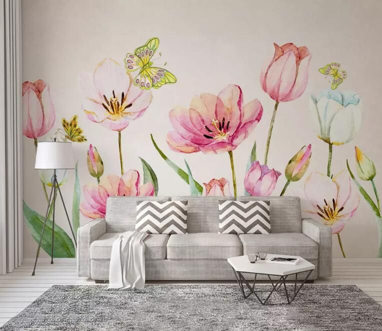 3D Purity Flowers And Floral Wall Paper Print Decal Wall Deco Indoor wall Mural 