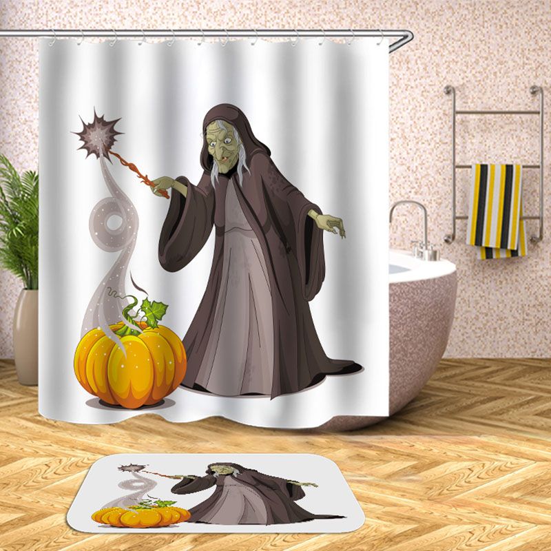 Details about   Halloween Night Moon Witch Funny Pumpkins Waterproof Fabric Shower Curtain Set 