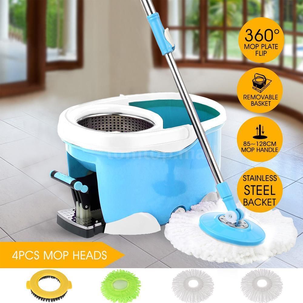 360° Microfibra Trapeador Fregona Giratorio Mágica Cabezas de Giratoria Set 
