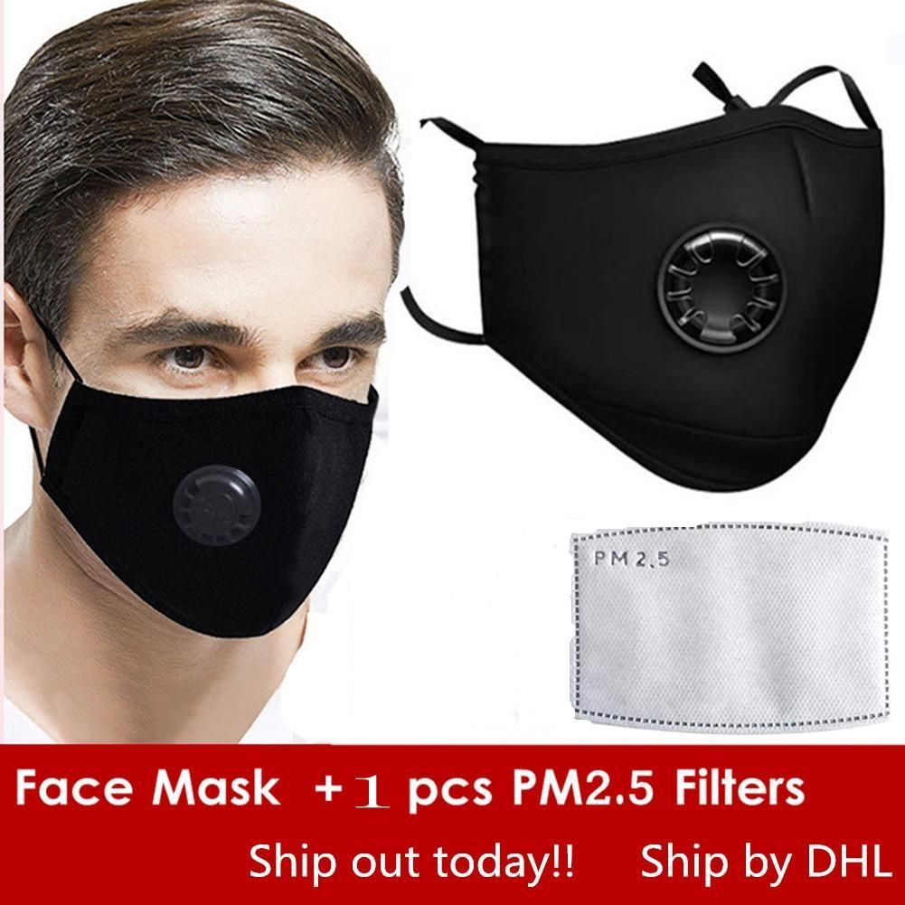 Zwart herbruikbaar masker met adem