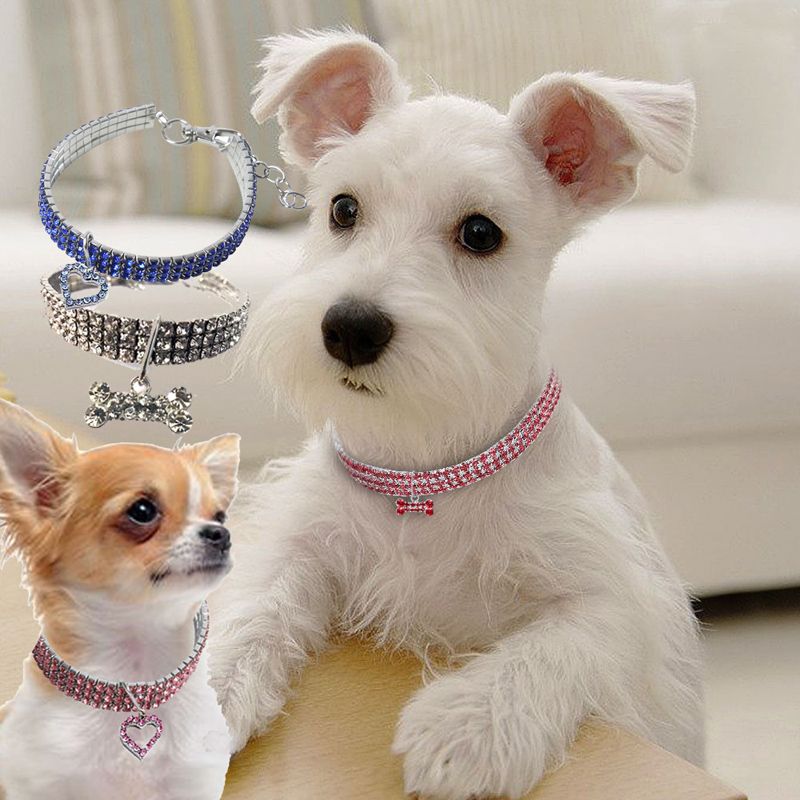 3 Tamaño Rhinestone completo COLLARES DE PERRO CRISTAL DIAMANTE COLLAR PARA CAT DOGS CHIHUAHUA Suministros para mascotas