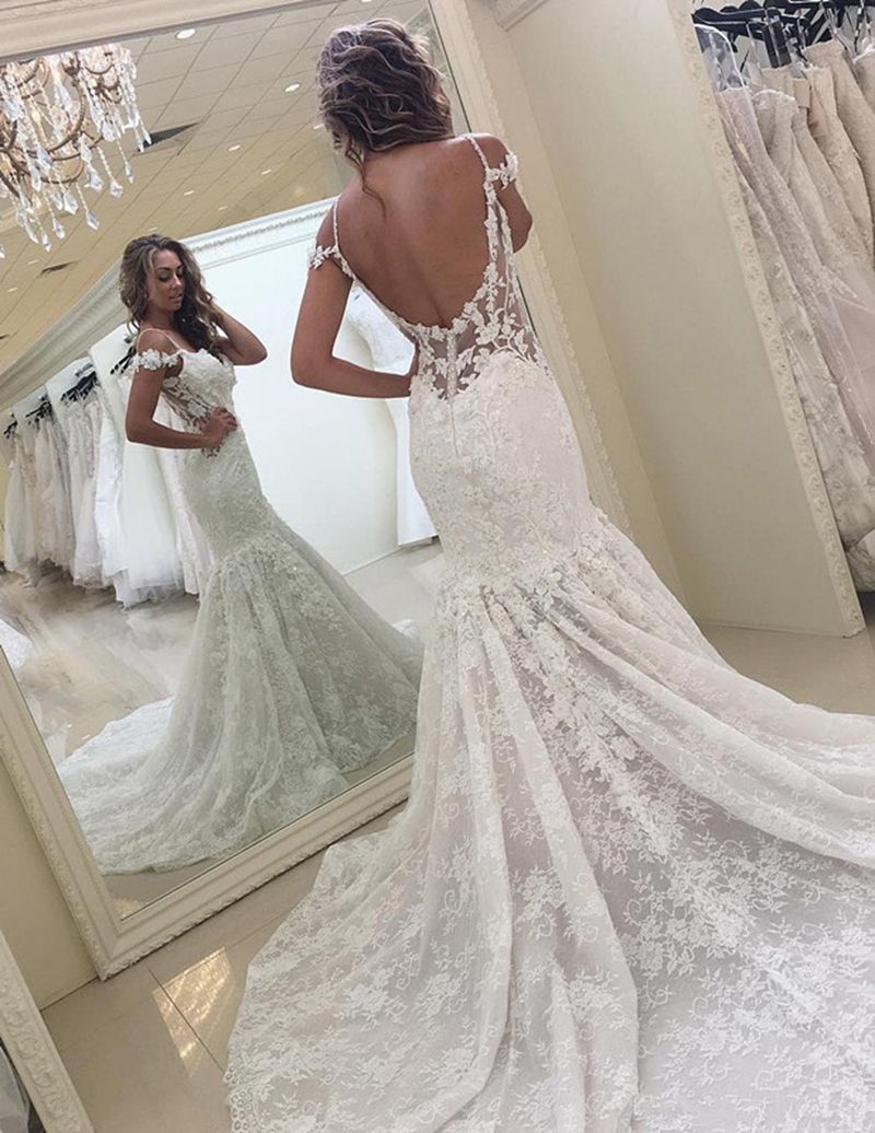 Romantic Lace Mermaid Wedding Dress 