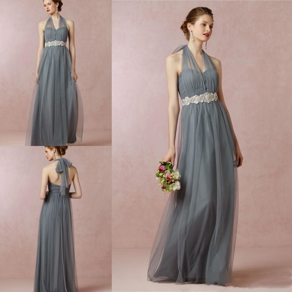 Acheter Tulle Longues Robes De Demoiselle Dhonneur Halter Neck Taille Empire Taille Robes Formelles Plus La Taille Demoiselle Dhonneur De Noce De Mariage Robes Dinvites Pas Cher Ceintures De 78 5 Du
