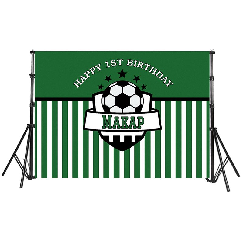 Boys Soccer Theme Birthday Green Custom Stripes Background For