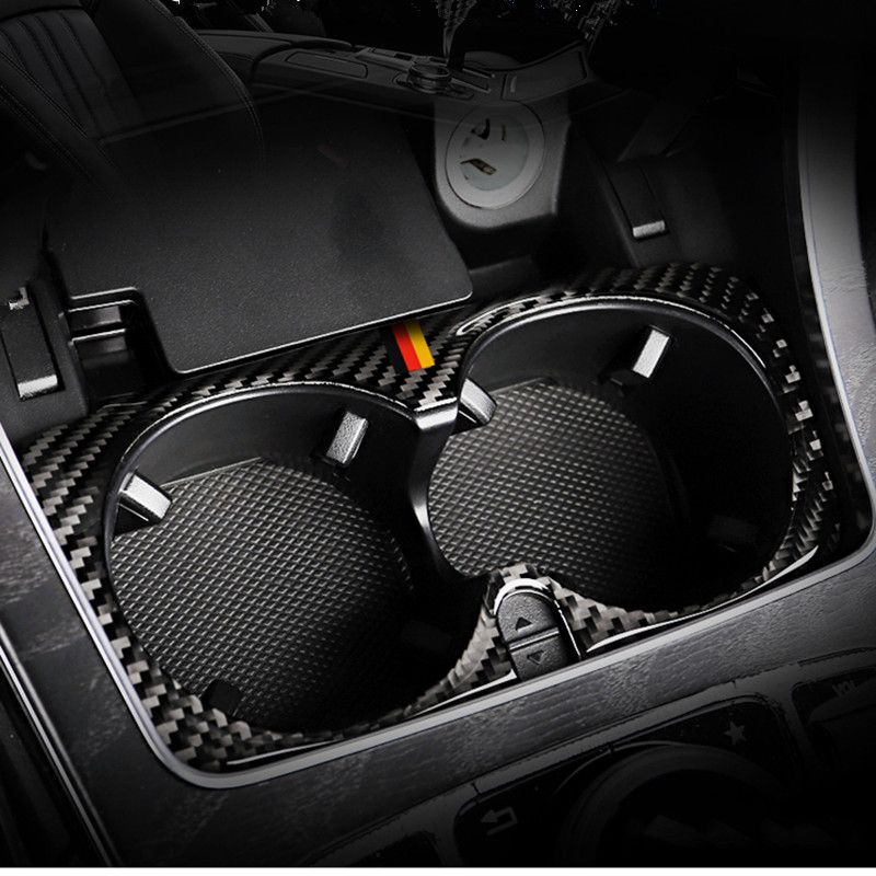 Accessories Car Styling Carbon Fiber Water Cup Holder Frame Trim Stickers For Mercedes Benz C Class W205 C180 C200 C300 Glc Fan For Car Interior Floor Mats And Seat Covers From Bentyhouse