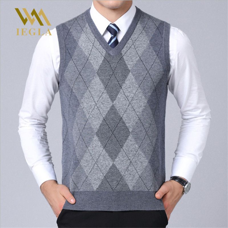 Compra Suéter Del Chaleco Para Hombre Casual Plaid Sin Mangas Suéteres  Masculinos Con Cuello En V De Punto De Cachemira Jersey Para El Invierno Sueter  Hombre Abrigos Barato | Entrega Rápida Y