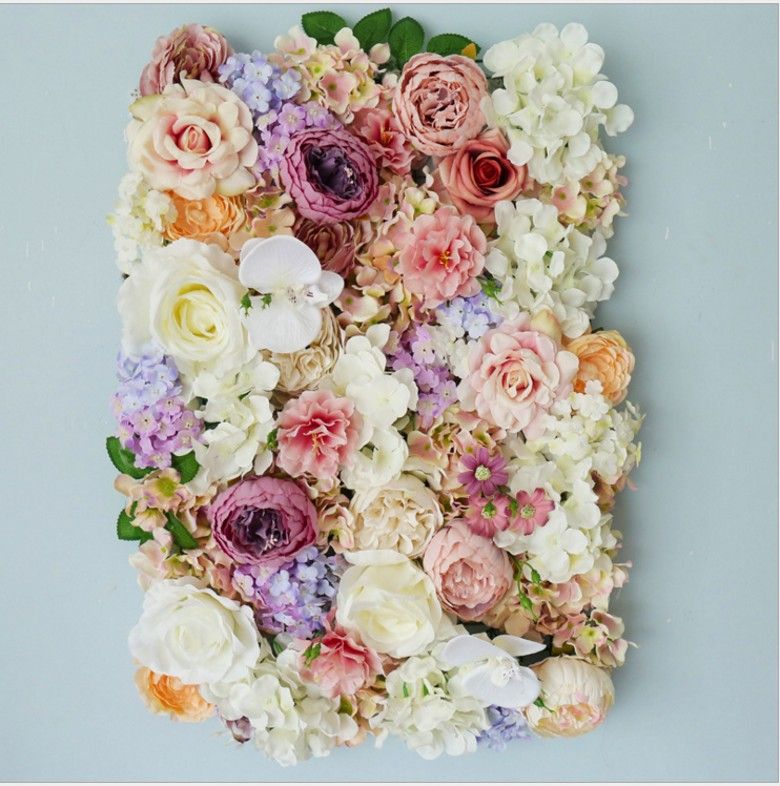 Silk Hydrangea Rose Flower Wall Panel Home Wedding Backdrop DIY House Room Decor