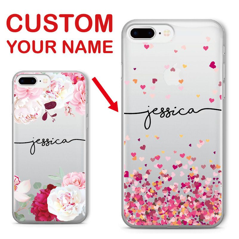 Nombre personalizado Nombre personalizado Carcasa de transparente floral para iPhone 6 6S XS